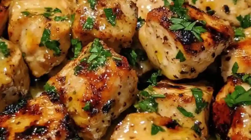 Grilled Chicken Bites with Creamy Garlic Sauce
