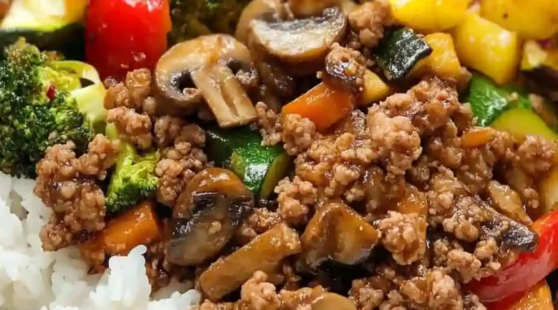 Ground Turkey & Roasted Veggie Rice Bowl