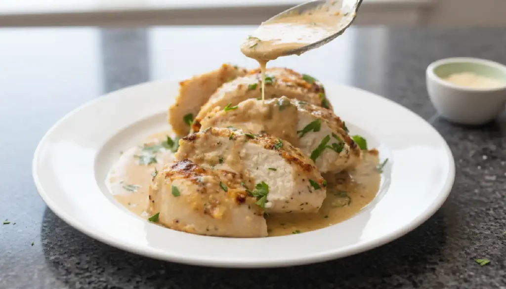 Baked Caesar Chicken with a Creamy Parmesan Sauce
