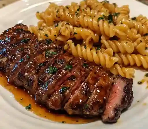 Sticky Honey Garlic Steak and Rotini