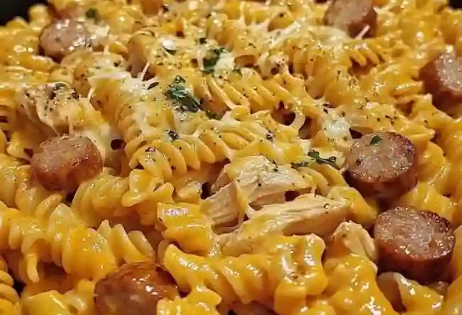 rotini pasta with chicken sausage and cheddar