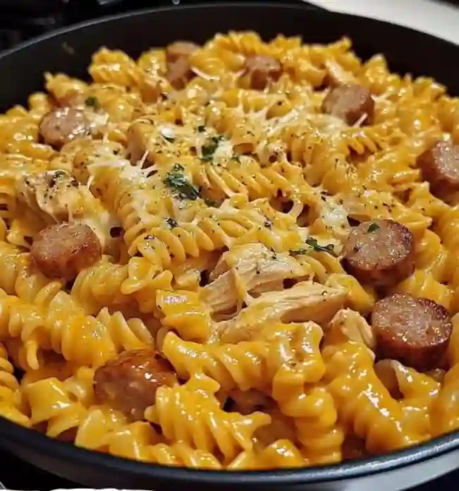 rotini pasta with chicken sausage and cheddar
