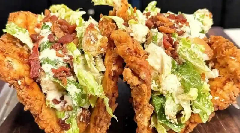 Fried Chicken Caesar Salad Tacos