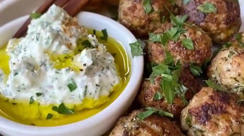 Mediterranean Meatballs with Herbed Tzatziki