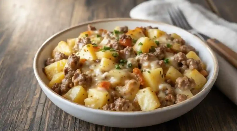 One-Pan Creamy Meat & Potato Skillet recipe
