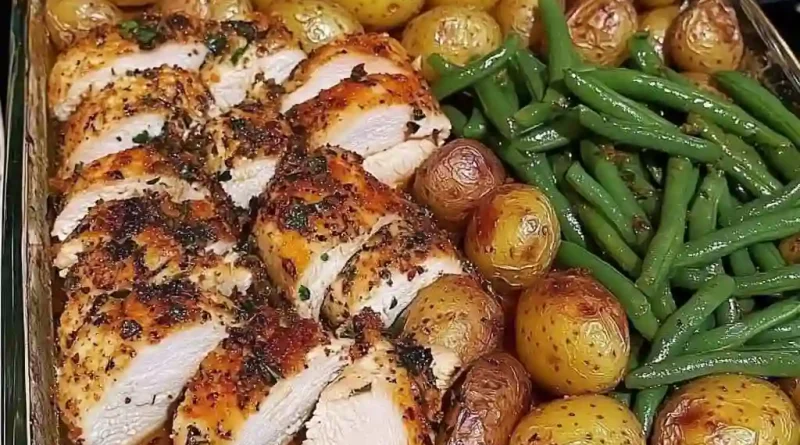 One-Pan Garlic Herb Chicken with Potatoes & Green Beans