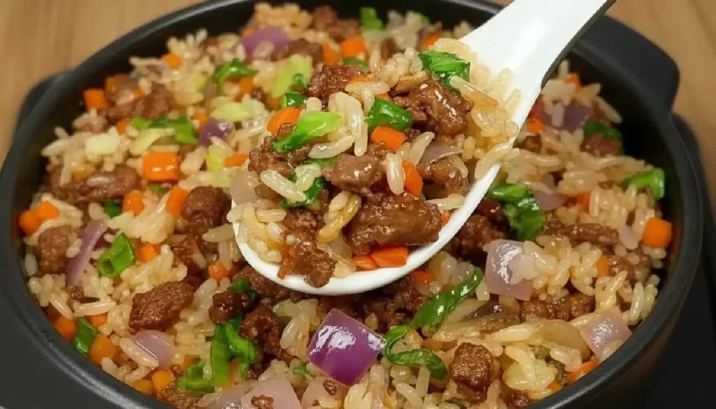 Onion Beef Fried Rice