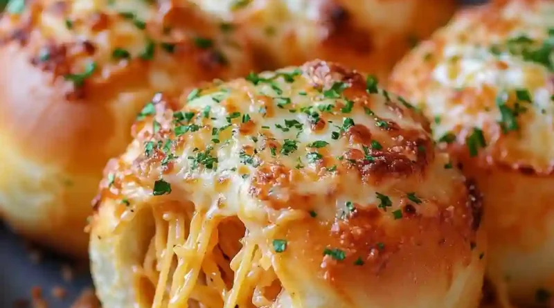 Spaghetti Stuffed Garlic Rolls