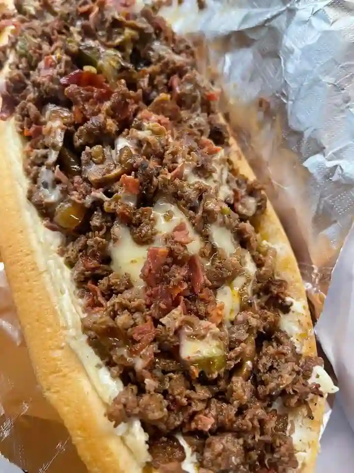 Steak bomb steak, capicola, grilled onions, mushrooms, peppers and cheese