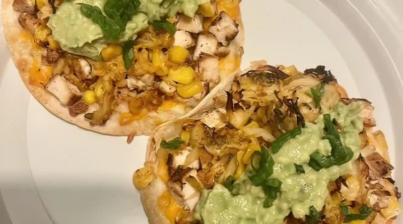 Chicken Veggie Tostadas with Guacamole