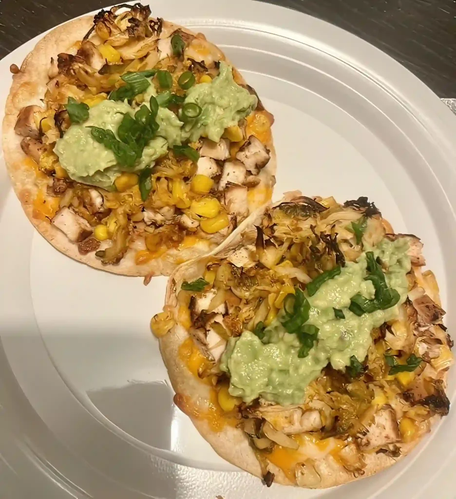Chicken Veggie Tostadas with Guacamole