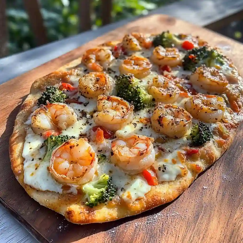 Creamy Cajun Shrimp Flatbread Pizza