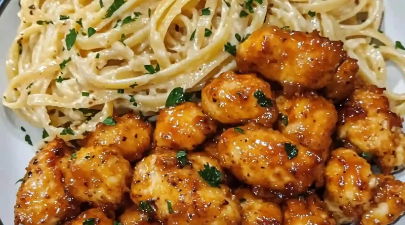Honey Pepper Chicken with Creamy Garlic Butter Pasta