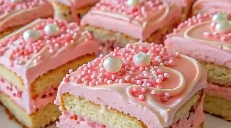 Pink Vanilla Cake Squares