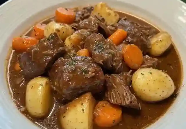 Tender Pot Roast Stew with Carrots & Potatoes