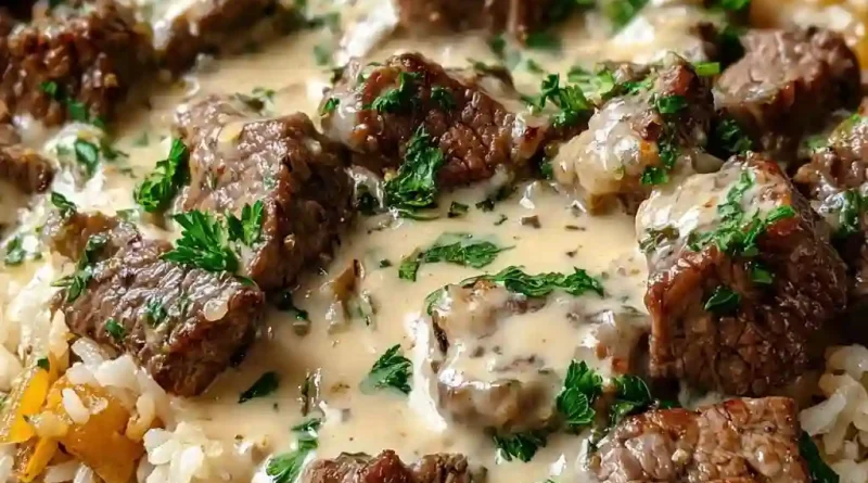 Cheesy Steak and Queso Rice