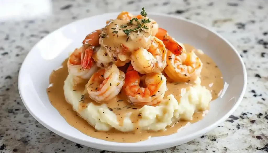 Creamy Garlic Shrimp Over Mashed Potatoes Recipe