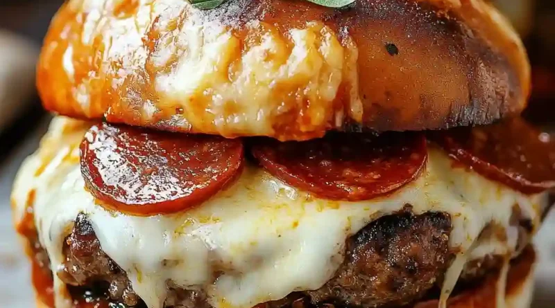 Pizza Burgers Melty Pepperoni Mozzarella