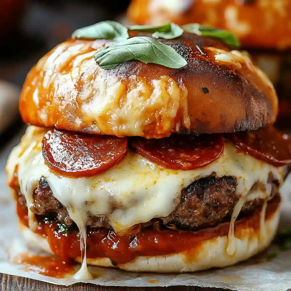 Pizza Burgers Melty Pepperoni Mozzarella