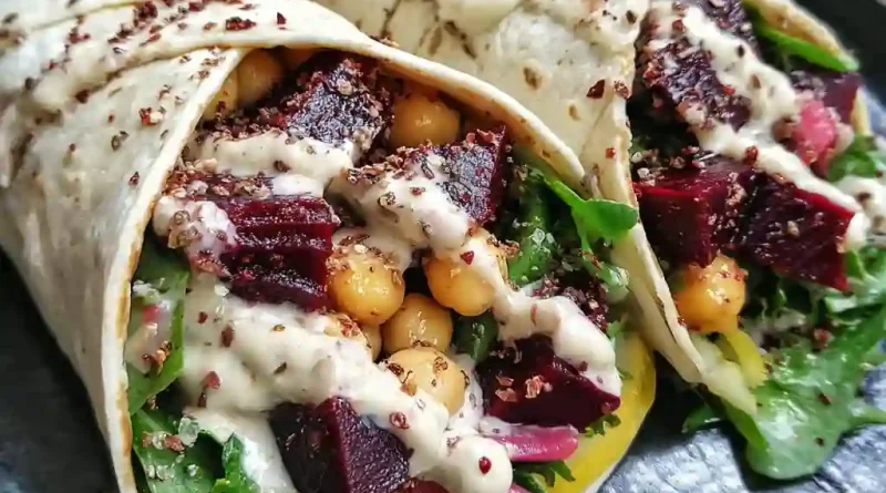 Roasted Beet Chickpea Wraps