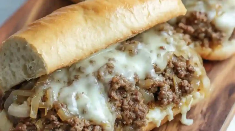 Slow Cooker Ground Beef French Dip