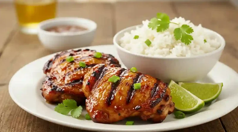 Honey Sriracha Grilled Chicken with Coconut Rice