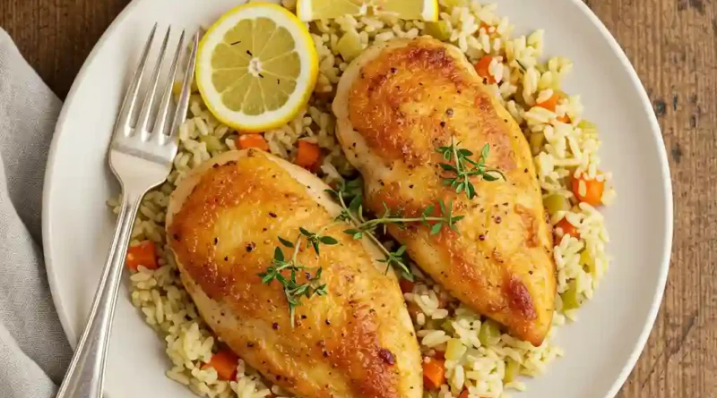 Lemon Herb Chicken Breasts with Rice Pilaf