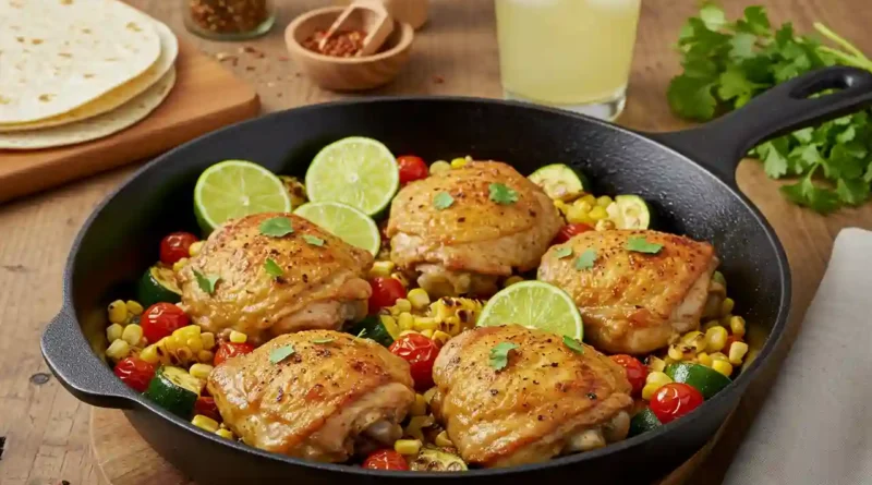 Cilantro Lime Chicken Thighs Skillet