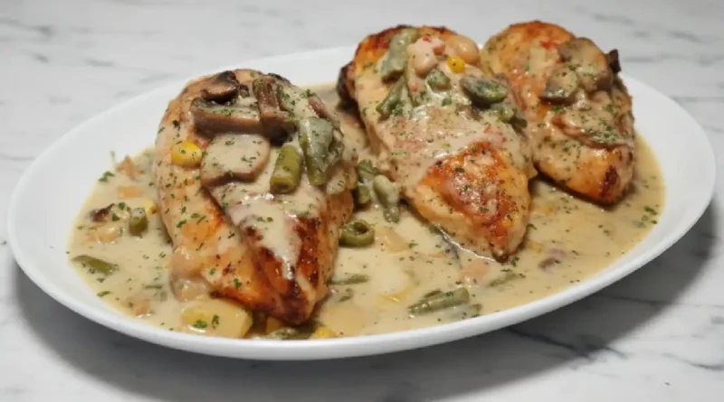 Creamy Mushroom Chicken with Veggies recipe