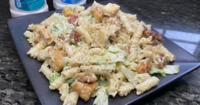 The Best Creamy Chicken Caesar Pasta Salad