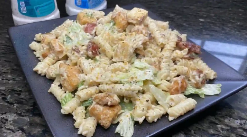The Best Creamy Chicken Caesar Pasta Salad