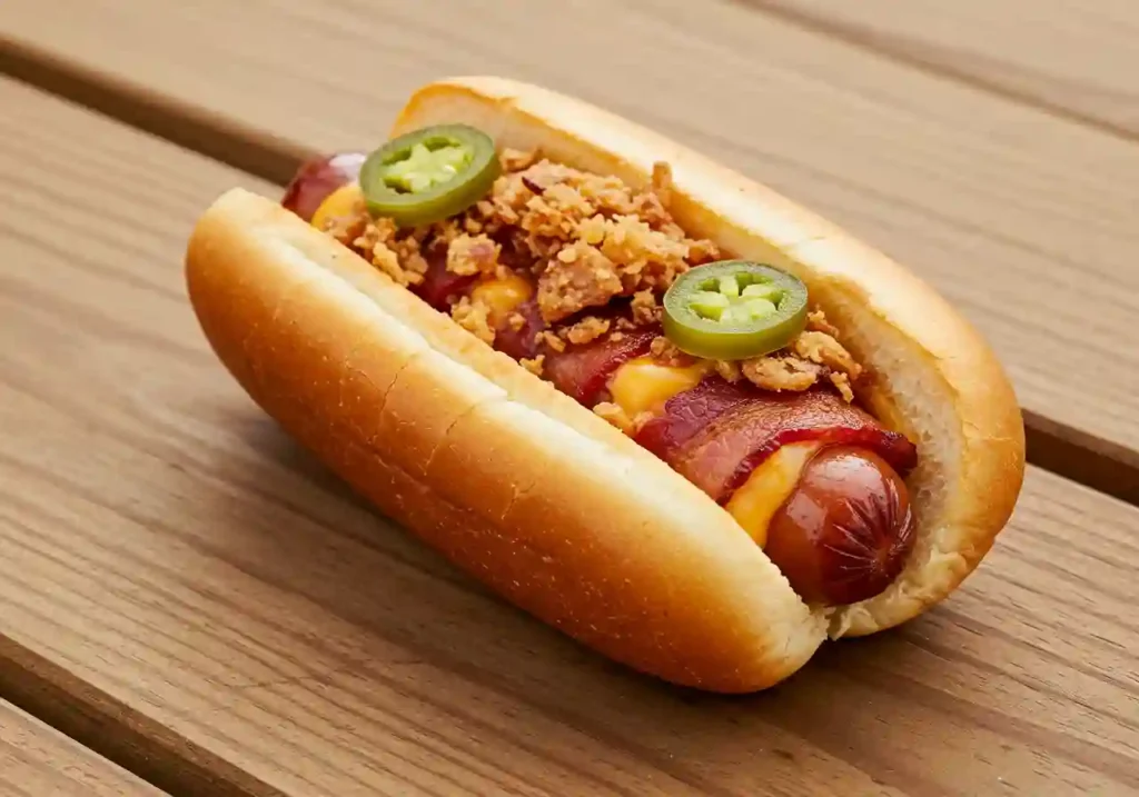 Bacon-Wrapped Cheese-Stuffed Hot Dogs