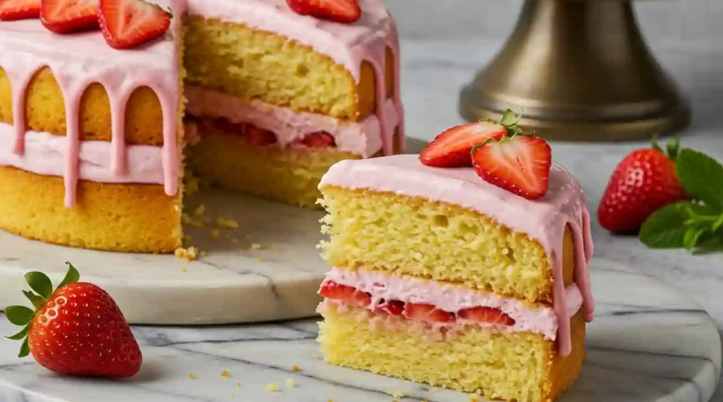 Strawberry Cheesecake Filled Yellow Cake