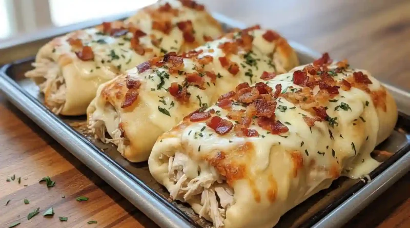 Loaded Bacon Chicken Alfredo Stuffed Breadstick Bombs Recipe