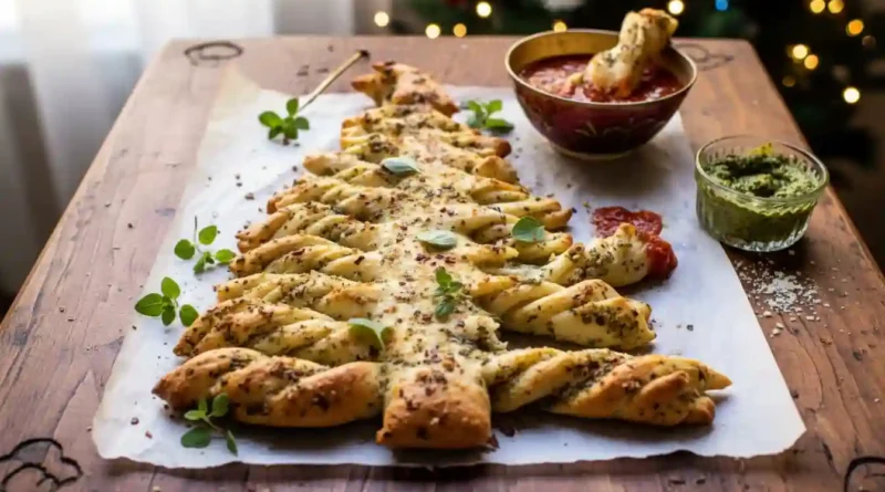 Pull-Apart Christmas Tree Garlic Bread