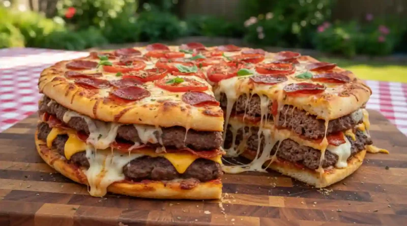 Stacked Cheeseburger Pepperoni Pizza Recipe