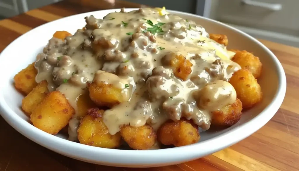Tater Tot Breakfast Bowl with Sausage Gravy recipe