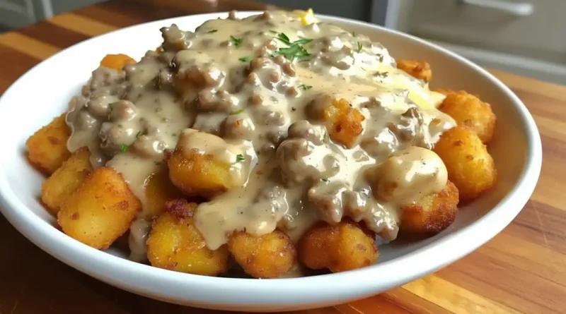 Tater Tot Breakfast Bowl with Sausage Gravy recipe