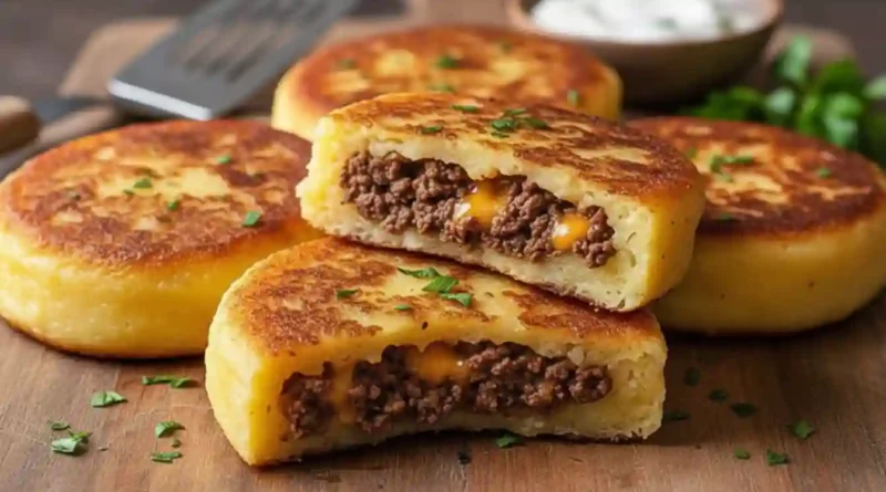 Cheesy Beef Stuffed Potato Pancakes Recipe