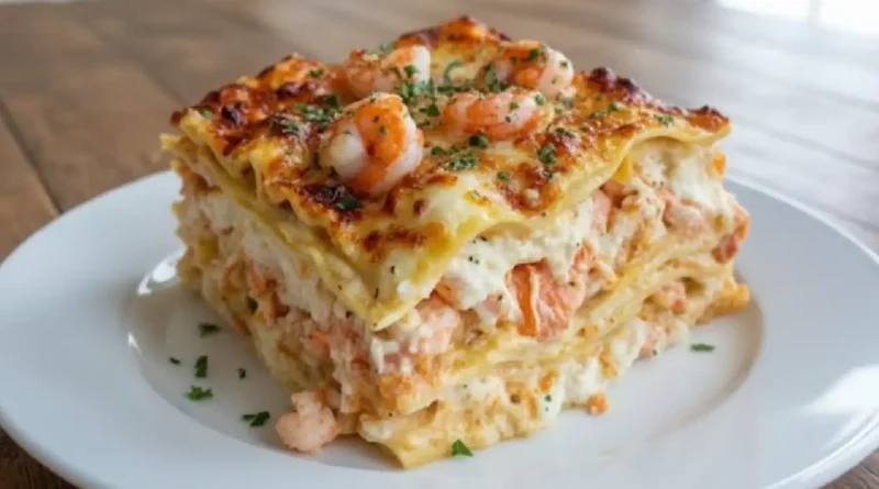 Creamy Seafood Lasagna with Shrimp and Crab