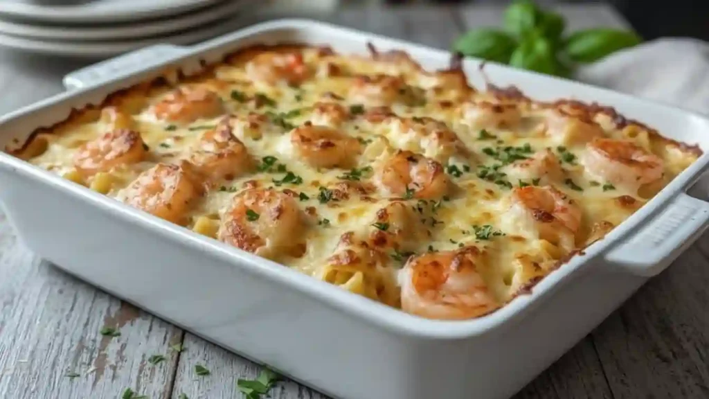 Garlic Butter Shrimp Scampi Pasta Bake