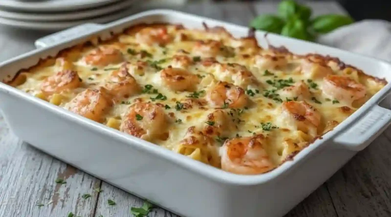 Garlic Butter Shrimp Scampi Pasta Bake