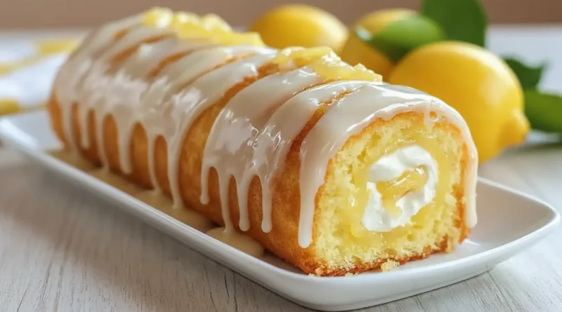 Luscious Lemon Cream Roll Cake with Lemon Glaze