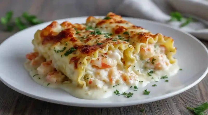 Shrimp & Crab Alfredo Lasagna Roll-Ups