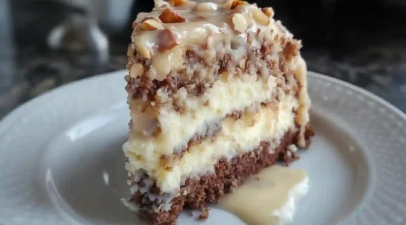 White German Chocolate Cake with Cheesecake Center Recipe