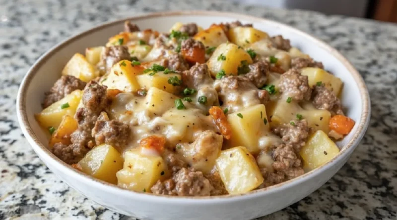 One-Pan Creamy Meat & Potato Skillet recipe