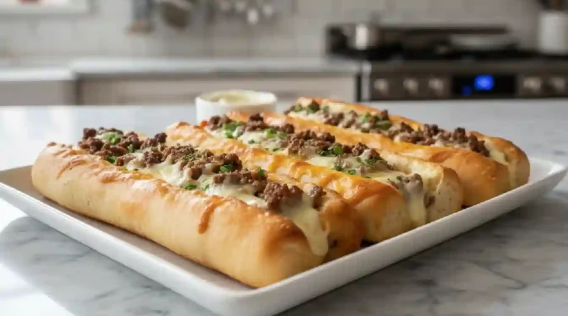 Philly Cheesesteak Stuffed Cheesy Breadsticks Recipe
