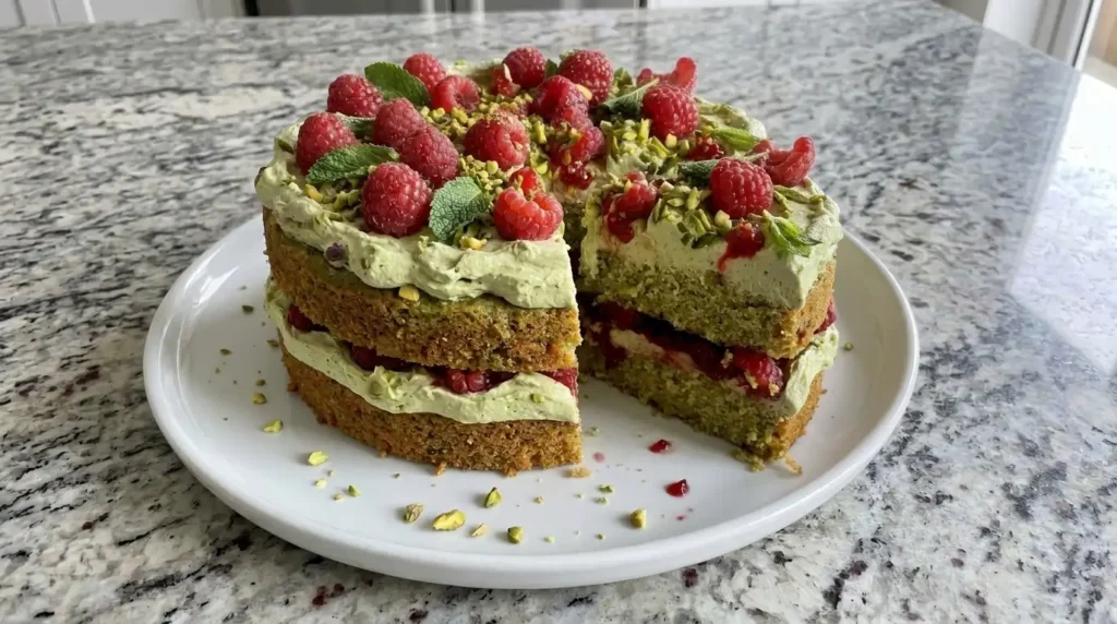 Pistachio Raspberry Cake Recipe