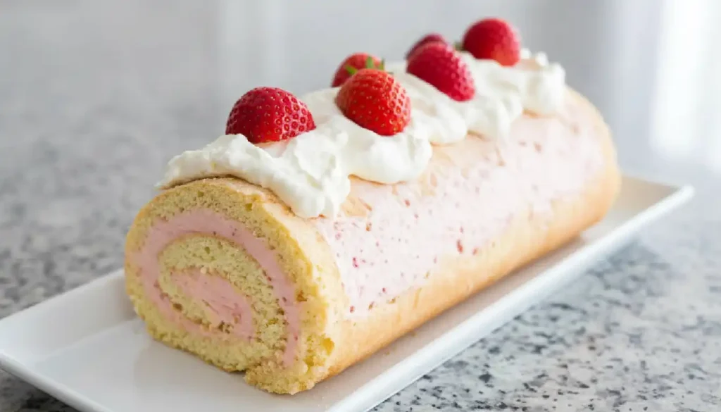 Strawberry Swiss Roll Cake