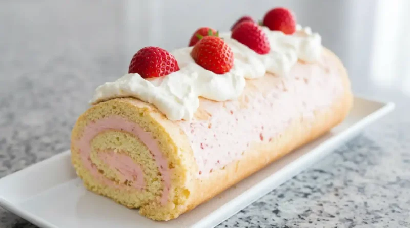 Strawberry Swiss Roll Cake
